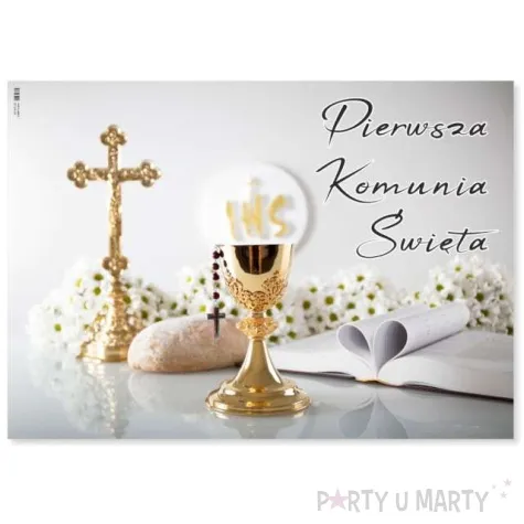 plakat komunia ihs kielich z biblia 68x48 cm