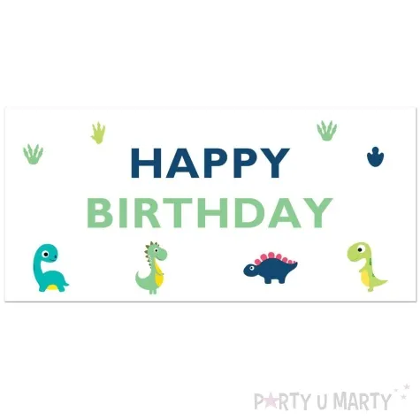plakat wesole dinozaury happy birthday congee 70x33 cm