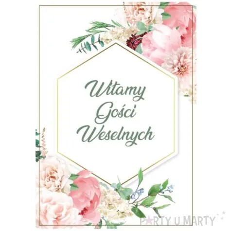 plakat witamy gosci weselnych piwonie 34x48 cm toledo