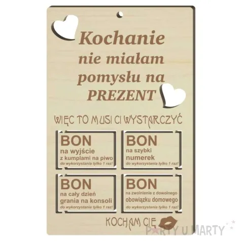 pocztowka bon prezentowy dla mezczyzny drewniana 140x90 mm