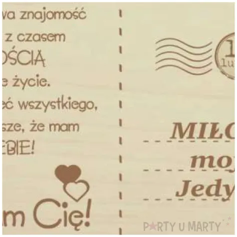 pocztowka milosc moja jedyna drewniana 140x90 mm