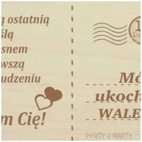 pocztowka moj walenty drewniana 140x90 mm