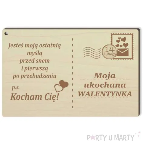 pocztowka moja walentynka drewniana 140x90 mm