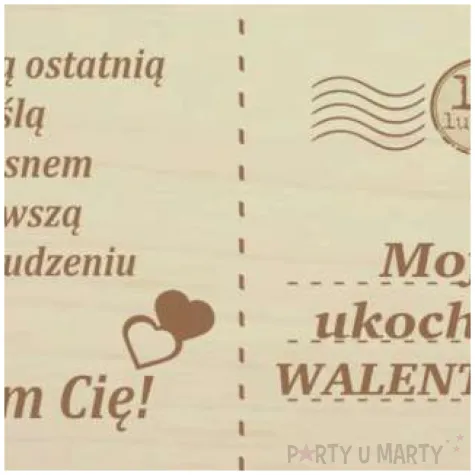 pocztowka moja walentynka drewniana 140x90 mm