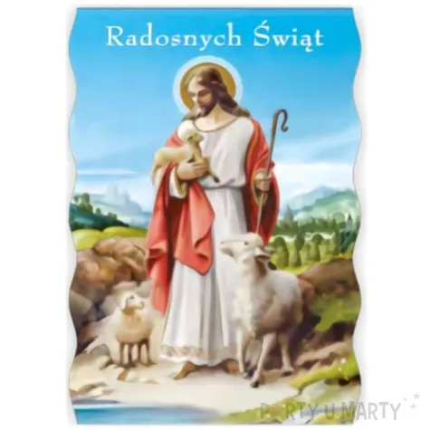 pocztowka radosnych swiat jezus i baranki maki 104 x 147 mm