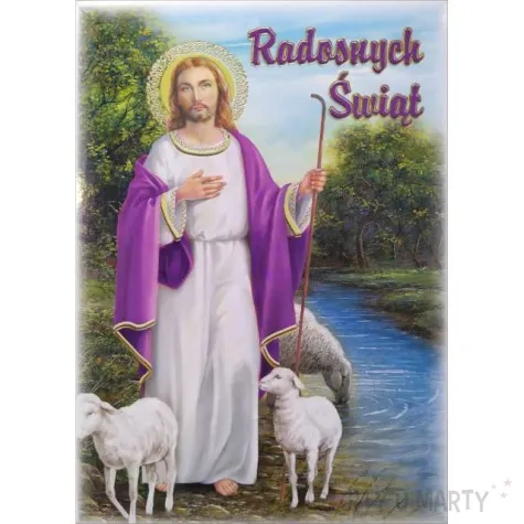 pocztowka wesolego alleluja jezus i baranki maki 104 x 147 mm