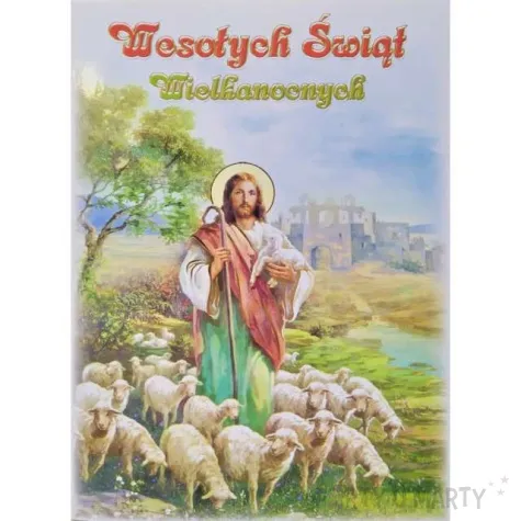 pocztowka wesolego alleluja jezus i baranki maki 104 x 147 mm