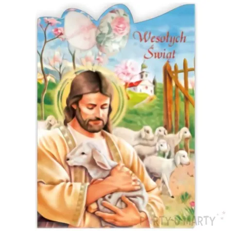 pocztowka wesolych swiat jezus z owieczka maki 104 x 147 mm