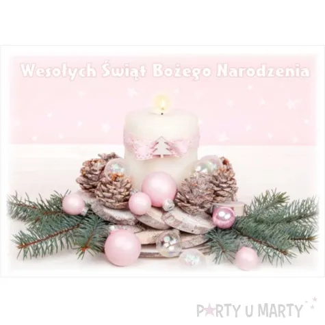 pocztowka wesolych swiat stroik rozowy z gwiazdkami maki a6