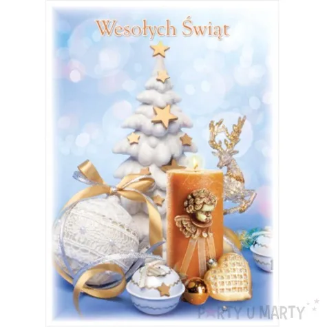 pocztowka wesolych swiat stroik z aniolkiem w swiecy maki a6