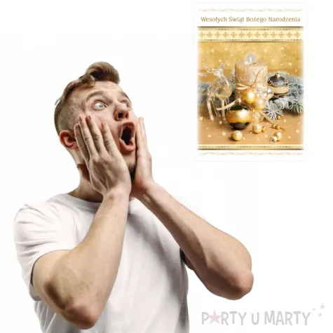 pocztowka wesolych swiat stroik zloty maki a6