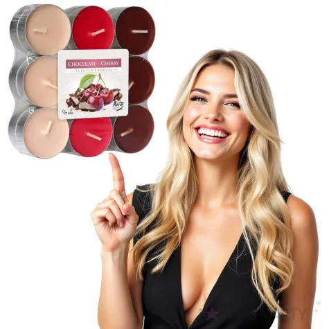 podgrzewacz zapachowy miks kolorow czekolada wisnia bispol 4h 18 szt