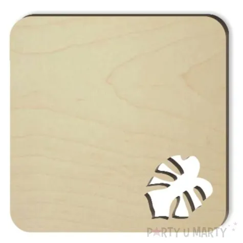 podkladka drewniana monstera lisc kwadratowa 10 cm