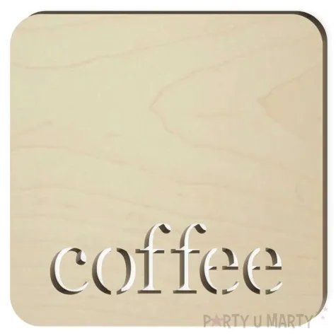 podkladka drewniana napis coffee kwadratowa 10 cm