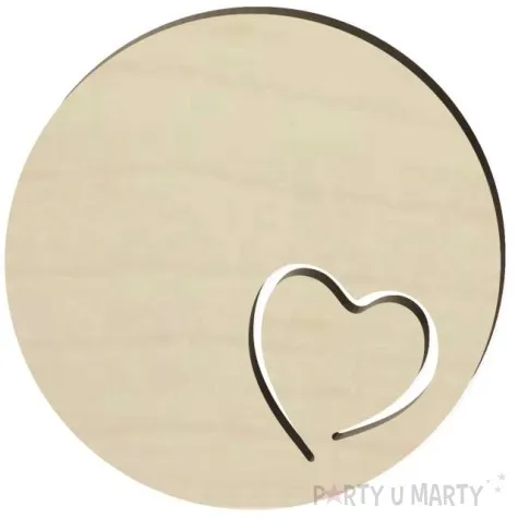 podkladka drewniana serce kontur okragla 10 cm