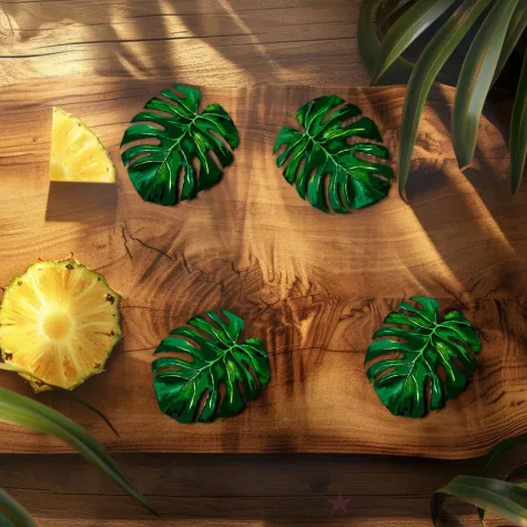 podkladka papierowa pod talerz hello aloha monstera zielona 20 cm 6 szt