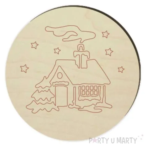 podkladki drewniane domek zima 6 szt