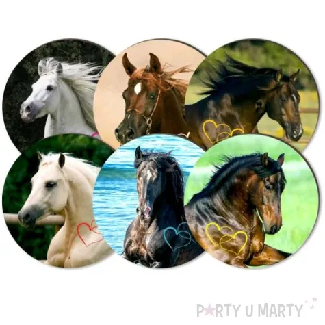 podkladki drewniane konie mix 6 szt