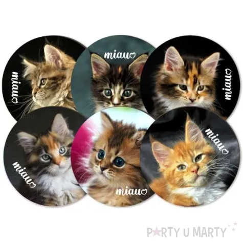 podkladki drewniane kotki miau mix 6 szt