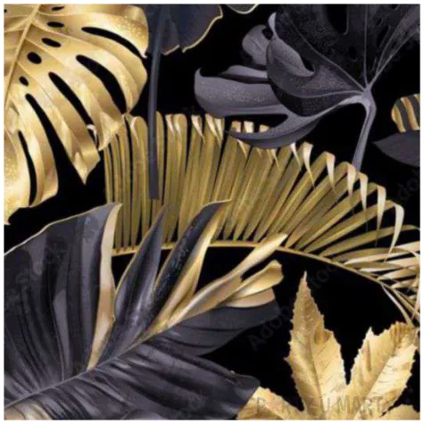 podkladki drewniane liscie palmy zloto czarne 6 szt