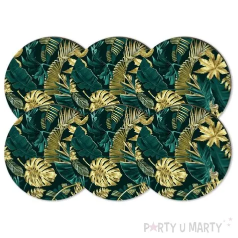 podkladki drewniane liscie palmy zloto zielone 6 szt