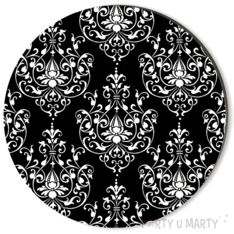 podkladki drewniane ornamet bialy czarne 6 szt