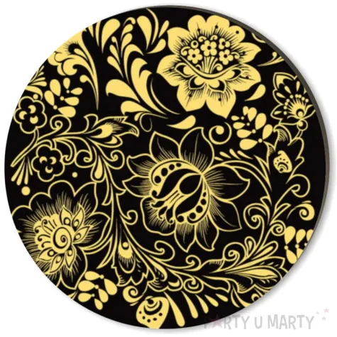 podkladki drewniane ornamet zloty czarne 6 szt