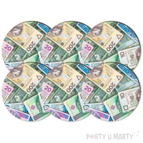 podkladki drewniane pieniadze banknoty 6 szt