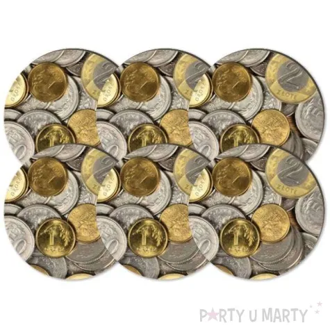 podkladki drewniane pieniadze monety 6 szt