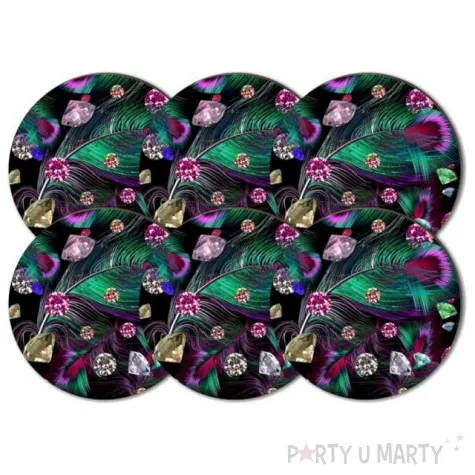 podkladki drewniane pioro pawie oczko i diamenty 6 szt