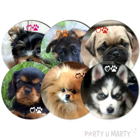 podkladki drewniane psy szczeniaki mix 6 szt