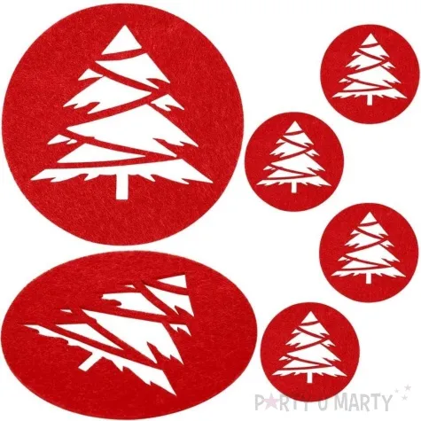 podkladki filcowe choinka z lancuchem czerwone czakos 6 szt