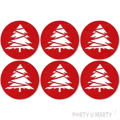 podkladki filcowe choinka z lancuchem czerwone czakos 6 szt