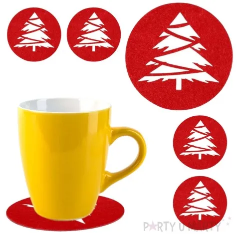 podkladki filcowe choinka z lancuchem czerwone czakos 6 szt