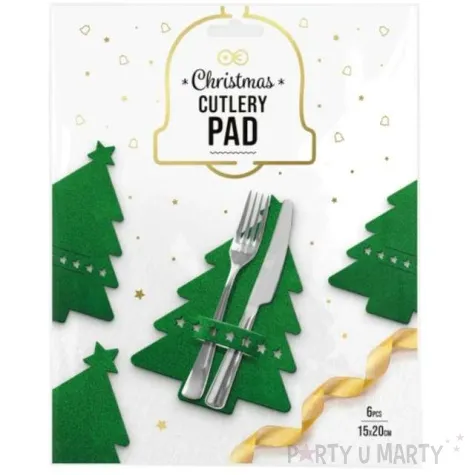 podkladki filcowe choinki pod sztucce zielone partypal 6 szt