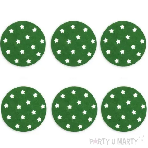 podkladki filcowe gwiazdki pod kubek zielone partypal 6 szt