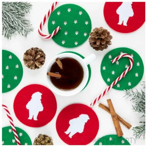 podkladki filcowe gwiazdki pod kubek zielone partypal 6 szt