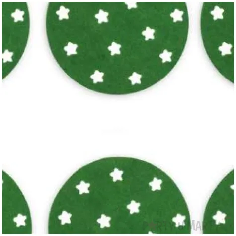 podkladki filcowe gwiazdki pod kubek zielone partypal 6 szt