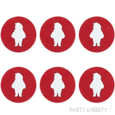 podkladki filcowe mikolaje pod kubek czerwone partypal 6 szt