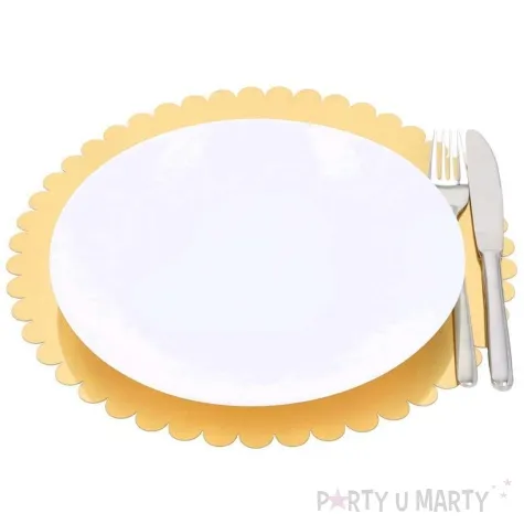 podkladki pod talerze lustrzane falbanki zloty dekolo 32 cm 6 szt