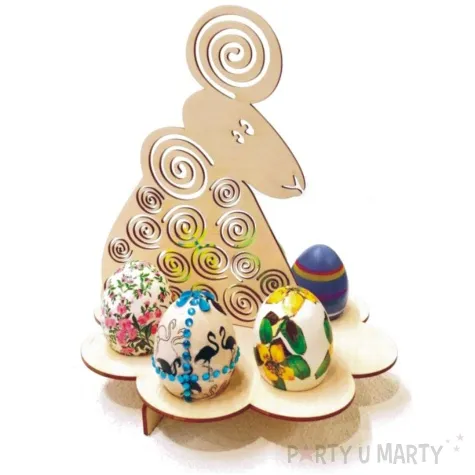 podstawka do jajek baran zakrecony drewniana 20x22 cm