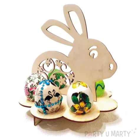podstawka do jajek krolik z pisanka drewniana 20x20 cm