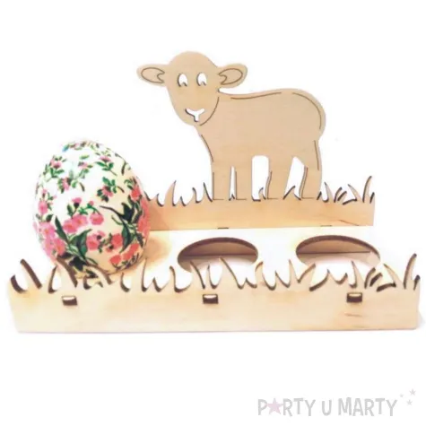 podstawka do jajek trawa owieczka drewno 150x96x61 mm