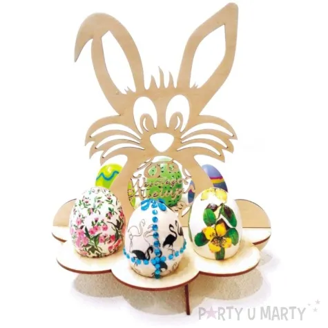 podstawka do jajek zajac wesolego alleluja drewniana 20x22 cm