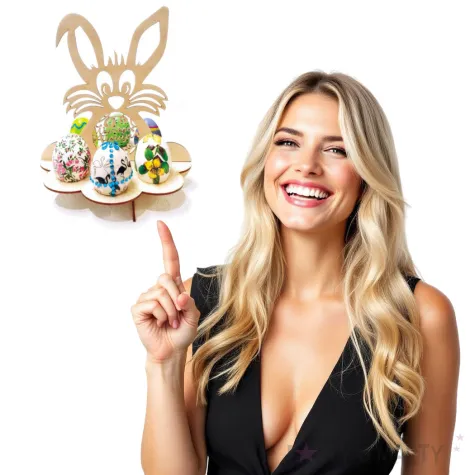 podstawka do jajek zajac wesolego alleluja drewniana 20x22 cm