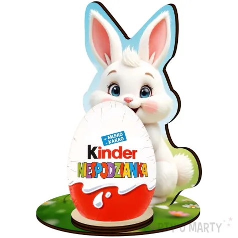 podstawka na jajko dekoracja na wielkanoc bialy krolik figurka prezent na zajaca