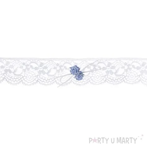 podwiazka koronkowa z rozyczkami kremowy