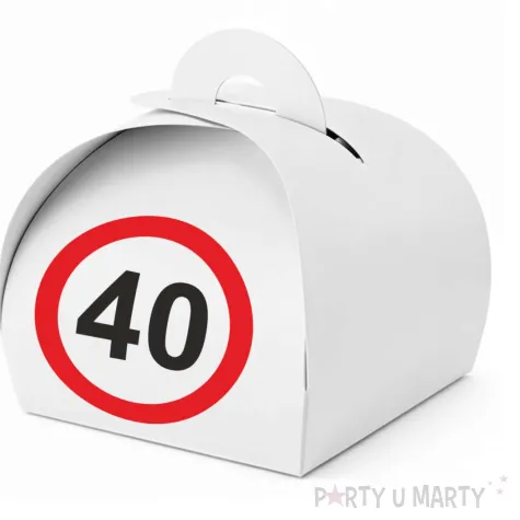 podziekowania dla gosci pudeleczka na slodycze 40 urodziny traffic birthday 7 5 x 6 5 cm 6 szt