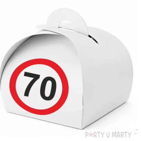 podziekowania dla gosci pudeleczka na slodycze 70 urodziny traffic birthday 7 5 x 6 5 cm 6 szt