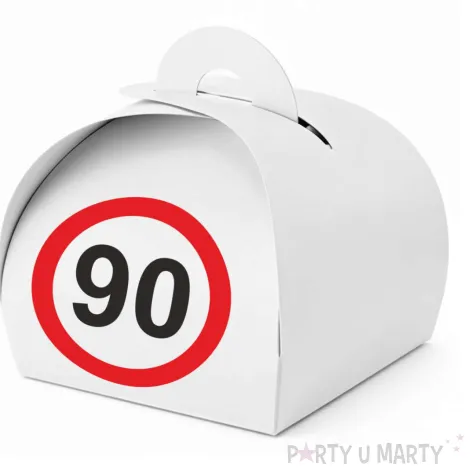 podziekowania dla gosci pudeleczka na slodycze 90 urodziny traffic birthday 7 5 x 6 5 cm 6 szt